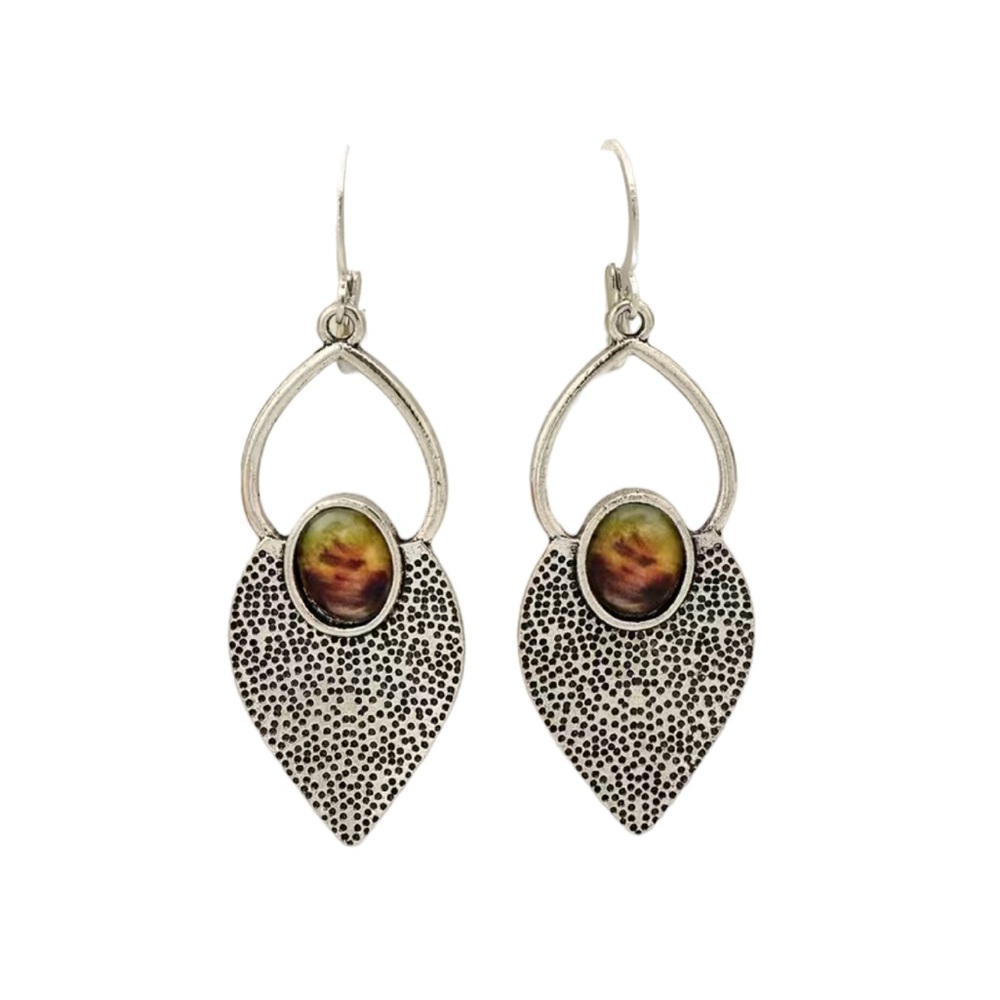 Boho Silver Moonstone Drop Earrings